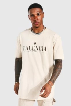 Outlet 😉 Oversized Valencia Print T-shirt Sand 🎁