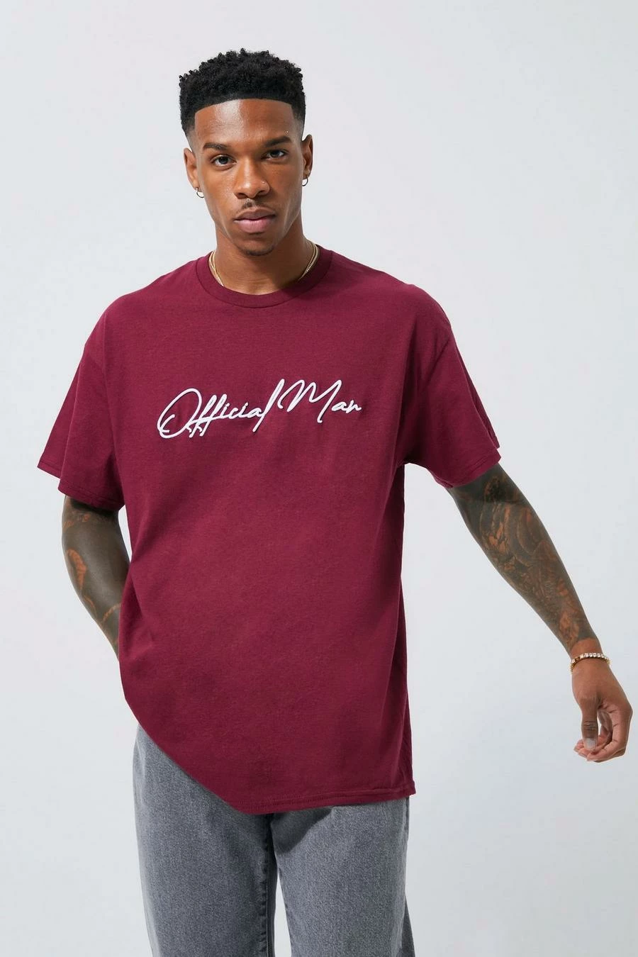 Best Pirce ๐ฏ Official Man Embroidered T-shirt Burgundy ๐ 3 Best Pirce ๐ฏ Official Man Embroidered T-shirt Burgundy ๐