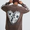 Best deal 🥰 Oversized Long Sleeve Washed Graphic T-shirt Chocolate 😀 -boohooMAN Shop unnamed file 302