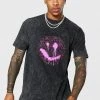 Best Sale ⭐ Oversized Paisley Drip Face Acid Wash T-shirt Charcoal 🤩 -boohooMAN Shop unnamed file 305