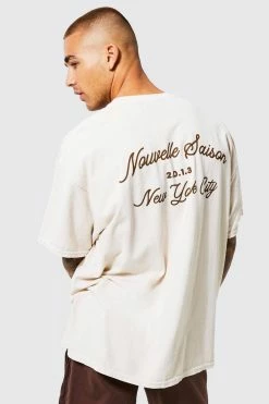 Outlet 🥰 Oversized Novelle Back Print Overdye T-shirt Sand ✔️