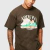 Promo 🛒 Oversized Arizona Graphic T-shirt Chocolate 🎉 -boohooMAN Shop unnamed file 316