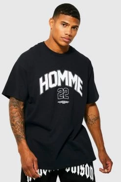 Wholesale 🤩 Oversized Homme Varsity T-shirt Black 💯