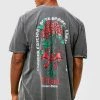 Best Pirce ⭐ Oversized Acid Wash Rose Print T-shirt Charcoal 🔔 -boohooMAN Shop unnamed file 319