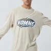 Flash Sale 🛒 Oversized Overdye Homme Long Sleeve Print T-shirt Sand 🔔 -boohooMAN Shop unnamed file 323