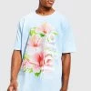 Budget 🔥 Oversized Offcl Floral Graphic T-shirt Pale Blue 🛒 -boohooMAN Shop unnamed file 324