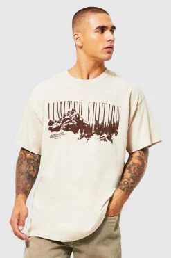 Wholesale 🔔 Oversized Mountain Graphic T-shirt Sand ✔️
