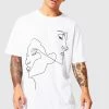 Coupon 😉 Oversized Line Face Graphic T-shirt White 😉 -boohooMAN Shop unnamed file 331
