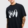 Budget ❤️ Oversized Extended Neck Graphic T-shirt Black 🛒 -boohooMAN Shop unnamed file 334
