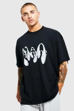 Budget ❤️ Oversized Extended Neck Graphic T-shirt Black 🛒