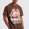 New 😉 Oversized Worldwide Car Graphic T-shirt Chocolate 🔥