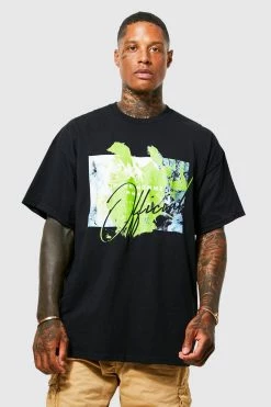 Coupon 🥰 Oversized Graffiti Graphic T-shirt Black 💯