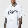 Promo 🔥 Oversized Varsity Mesh ⚾ Baseball T-shirt White ✔️ -boohooMAN Shop unnamed file 34