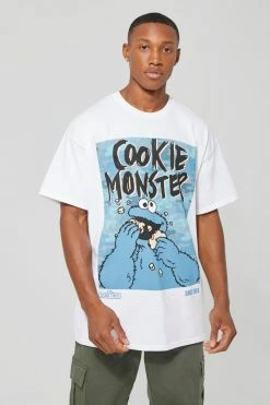 Top 10 😉 Oversized Cookie Monster License T-shirt White 🤩
