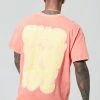 Wholesale 😉 Washed Worldwide Puff Print T-shirt Coral 😍 -boohooMAN Shop unnamed file 349