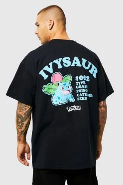 Outlet 😍 Oversized Pokemon Ivysaur License T-shirt Black 😀