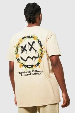 Best Pirce ✨ Floral Face Graphic T-shirt Sand ⌛