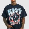 Wholesale 👏 Oversized Kiss Washed License T-shirt Charcoal 👏