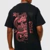 Discount 🔥 Oversized Dragon Graphic T-shirt Black 😉 -boohooMAN Shop unnamed file 369