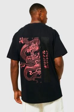 Discount 🔥 Oversized Dragon Graphic T-shirt Black 😉