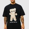 New 🧨 Oversized Extended Neck Teddy Graphic T-shirt Black 😍 -boohooMAN Shop unnamed file 37