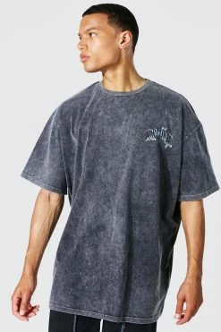 New 🔔 Tall Oversized Acid Wash Band T-shirt Black 🥰