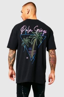 Best reviews of ✨ Oversized Extended Neck Palm Springs T-shirt Black 🥰