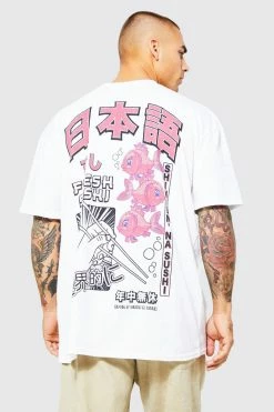 Brand new ⭐ Oversized Extended Neck Fresh Sushi T-shirt White 👏