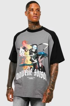 Cheapest 🎁 Oversized Graphic Extended Neck T-shirt Black 🛒