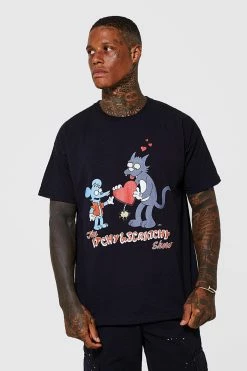 Flash Sale ⌛ Itchy & Scratchy Valentines T-shirt Black 🎁