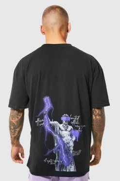 Best Sale 🎉 Oversized Statue Back Print T-shirt Black 👏