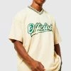 Best Sale 😍 Oversized Varsity Graphic T-shirt Sand 🎁 -boohooMAN Shop unnamed file 393
