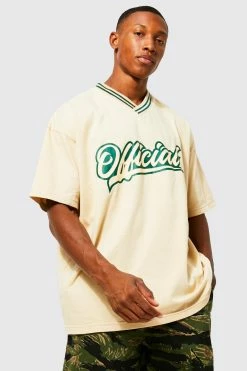 Best Sale 😍 Oversized Varsity Graphic T-shirt Sand 🎁