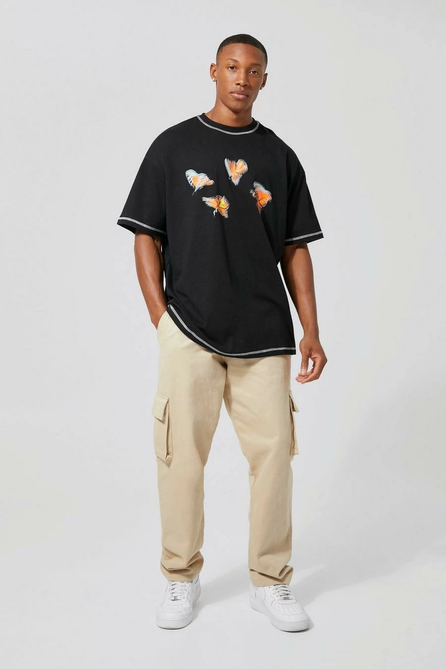 Top 10 😉 Oversized Butterfly Graphic Contrast T-shirt Black 💯 3 Top 10 😉 Oversized Butterfly Graphic Contrast T-shirt Black 💯