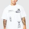Deals 👏 Oversized Extended Neck Multi Graphic T-shirt White ✨ -boohooMAN Shop unnamed file 399