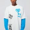 Best Sale ⭐ Oversized Faux Layer Graffiti Graphic T-shirt Ecru 👍 -boohooMAN Shop unnamed file 402