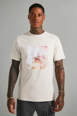 Budget ✨ Slim Fit Box Graphic T-shirt Sand 🥰