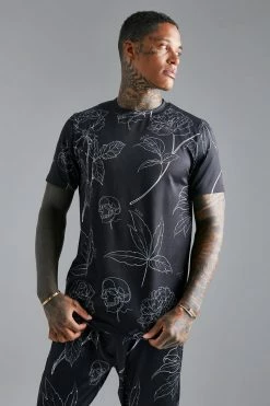 Brand new 👍 Pleated Printed Slim T-shirt Black ✔️