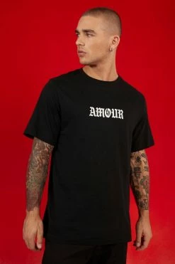 Discount 😀 Amour Print T-shirt Black ✨