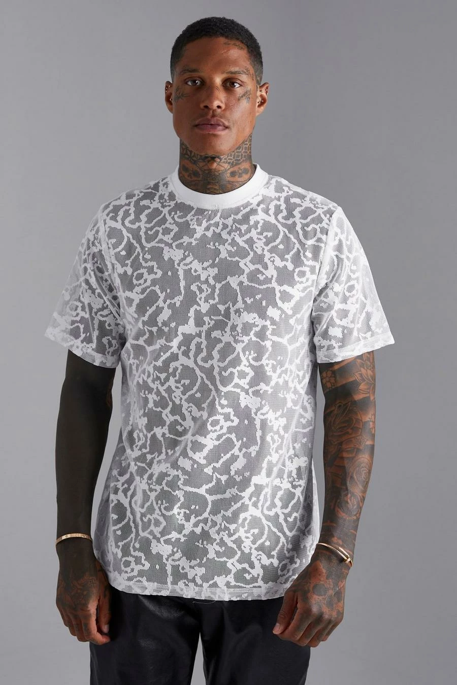Hot Sale ๐ Mesh Marble Regular T ๐ Shirt White ๐ 3 Hot Sale ๐ Mesh Marble Regular T ๐ Shirt White ๐