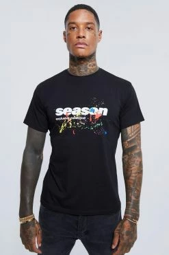 Wholesale ⭐ Slim Fit Paint Splatter T-shirt Black 😉