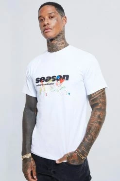 Budget ❤️ Slim Fit Paint Splatter T-shirt White 🎁