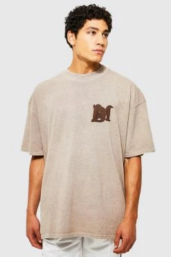 Best reviews of 🎁 Oversized Extended Neck Overdye Bm T-shirt Stone 🔥
