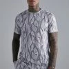 Top 10 👏 Pleated Printed Slim T-shirt Grey 😉