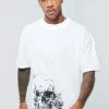 Top 10 👍 Line Drawn Floral Skull Print T-shirt White 🔔 -boohooMAN Shop unnamed file 434