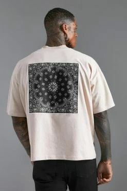 Discount 😉 Oversized Boxy Bandana Graphic T-shirt Sand 👏