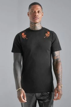 Coupon 🥰 Slim Fit Tiger Applique Graphic T-shirt Black ❤️