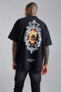 Cheap 😉 Oversized Skull Heavyweight T-shirt Black ✨