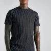 Best Pirce ⌛ Jacquard Stripe Slim T-shirt Black 👍 -boohooMAN Shop unnamed file 445