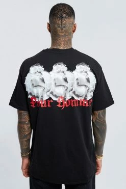 Cheapest 🔔 Angelic Graphic Oversized T 👕 Shirt Black 🛒